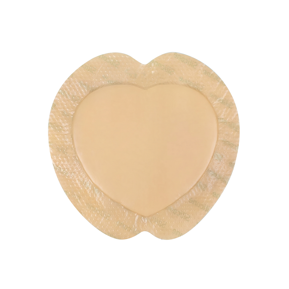 18x18cm hartvormig schuimverband met siliconen rand