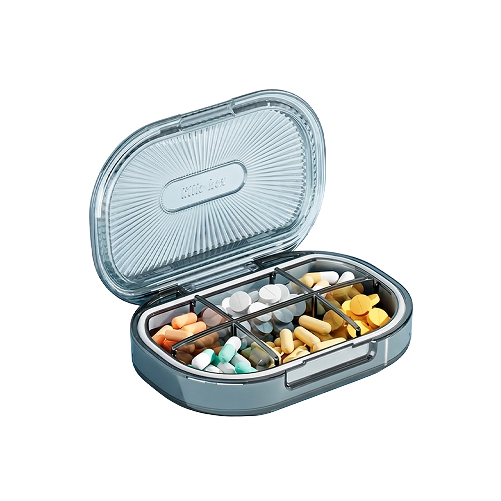 Premium draagbare pillendoos met 6 compartimenten