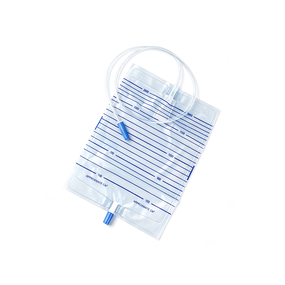 Gemakkelijk te legen urinezak van medische kwaliteit, 1000 ml/1500 ml/2000 ml, met trek- en drukventiel