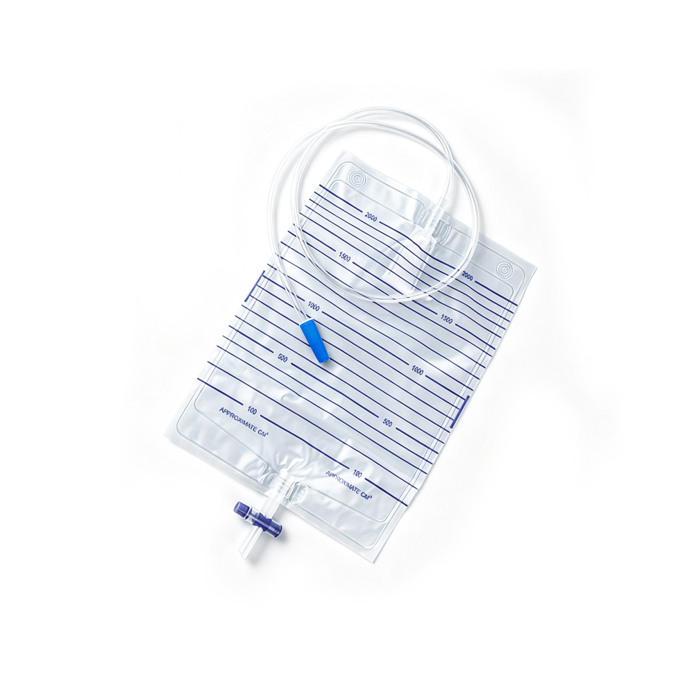 2000 ml steriele en niet-giftige PVC-urinezak van medische kwaliteit met kruis-T-type klep