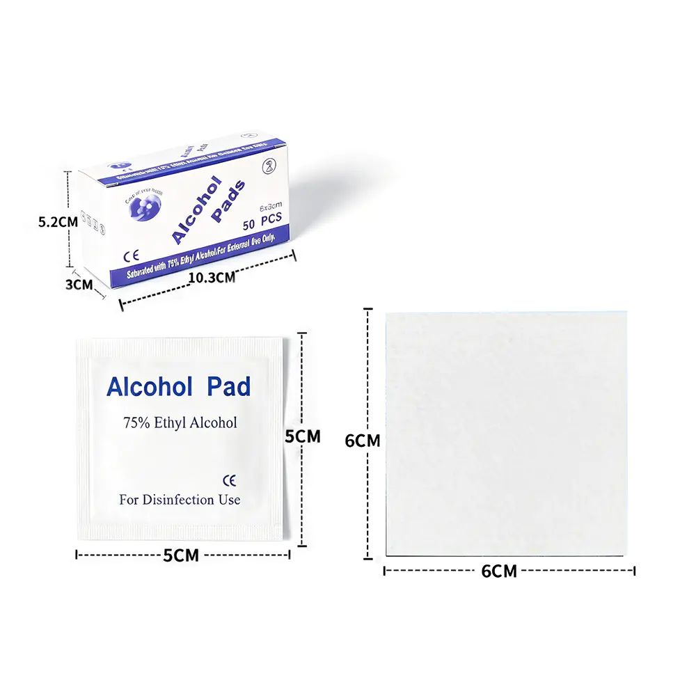 50 stuks/doos Premium individueel verpakte 6x6cm 75% ethylalcoholdoekjes